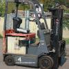 1845 Toyota model 7FBCU15 serial # 65131, 3000 lb. lifting capacity, 36 volt, FSV mast, 158.5" raised height, Side shift, Monotrol pedal, Cushion tires, Year 2009